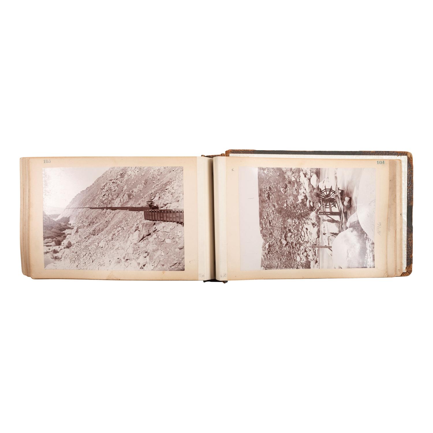 [CALIFORNIA]. Album showing the construction of the first water viaduct to Los Angeles. [Near Fort Tejon, CA]: N.p., 24 March-7 June 1896.