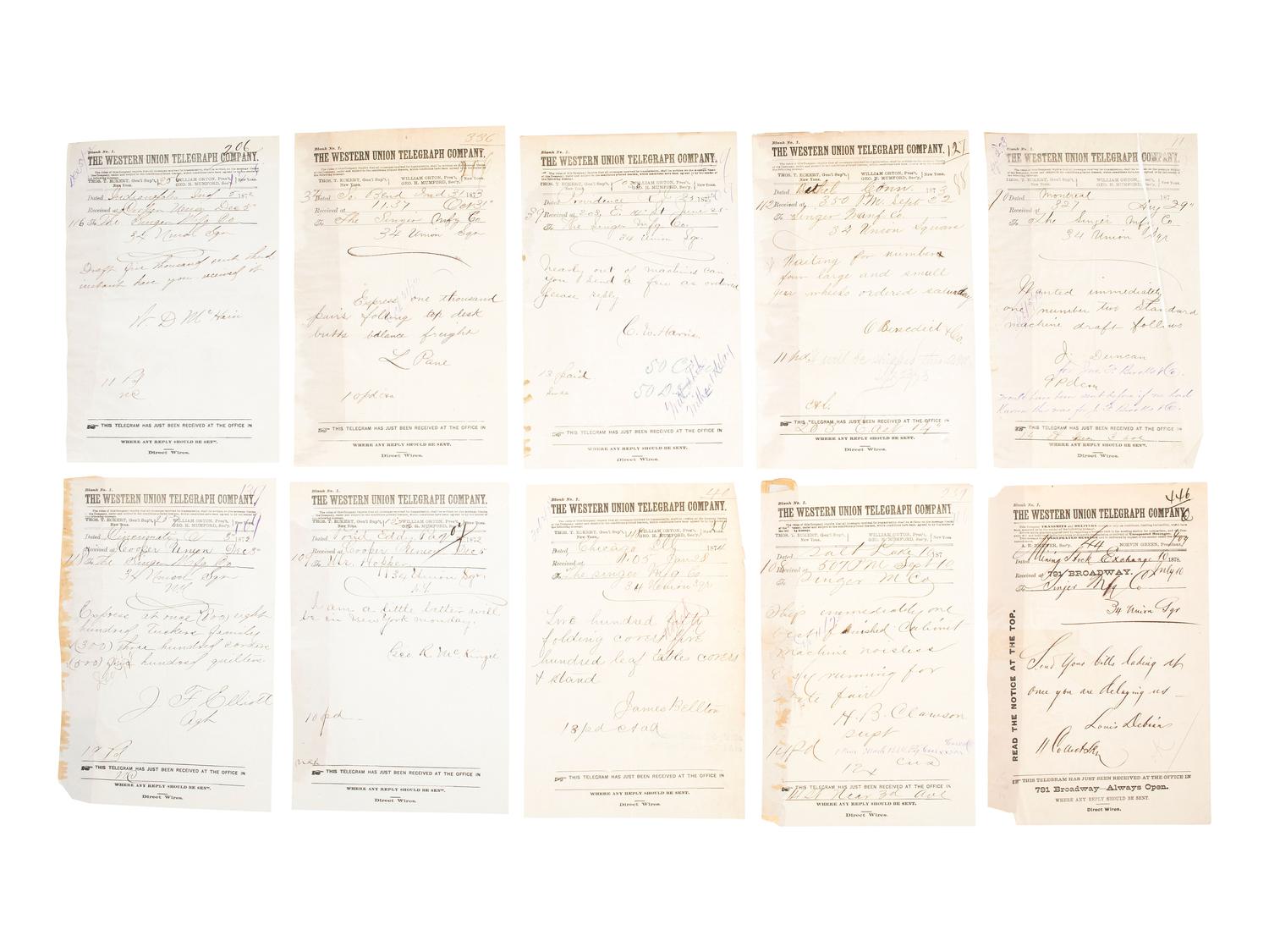 [BUSINESS & INDUSTRY]. Extensive manuscript archive involving the Singer Manufacturing Company and associated employees, agents, manufacturers, and clients.
