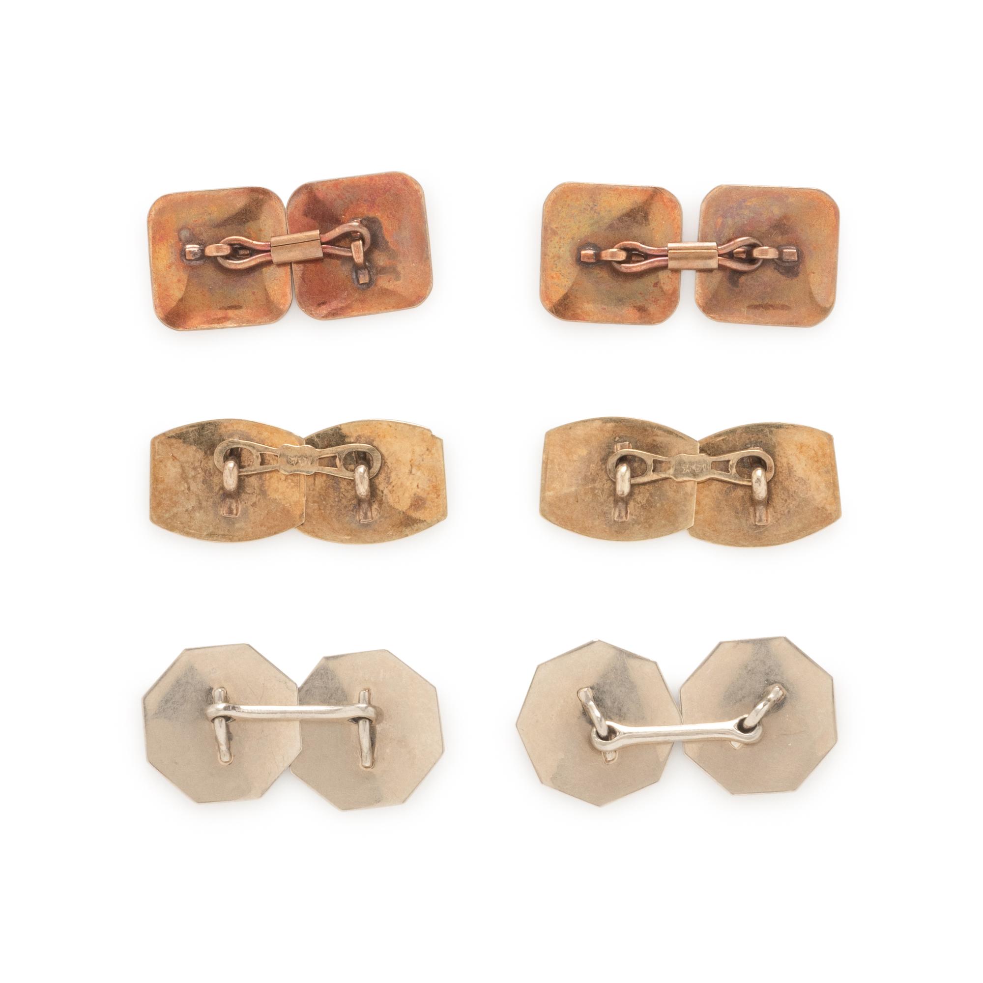 ANTIQUE, COLLECTION OF ENGINE-TURNED CUFFLINKS