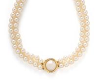 CULTURED PEARL AND DIAMOND NECKLACE