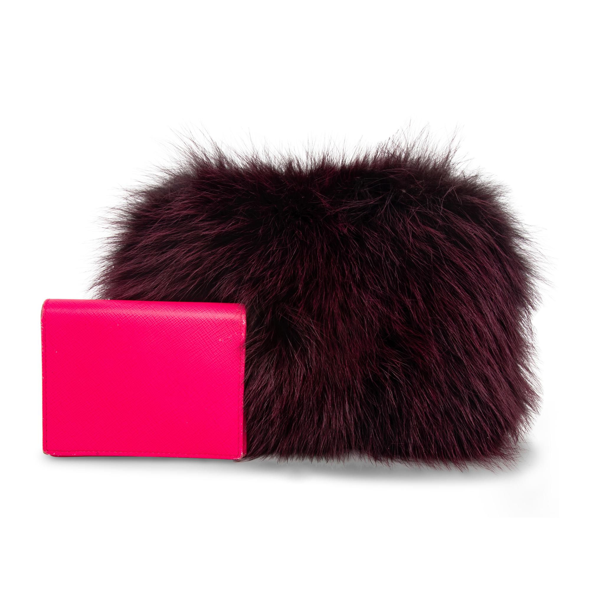 PRADA, PURPLE FOX FUR BAG & PINK WALLET