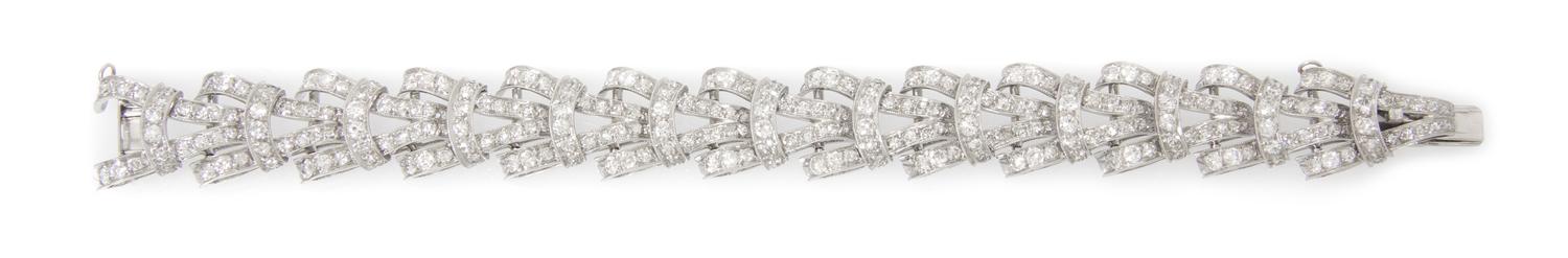 A Platinum and Diamond Bracelet, 28.60 dwts.