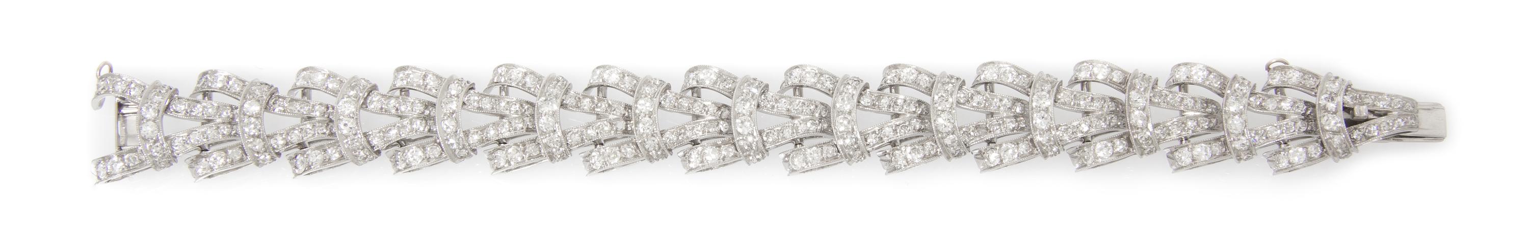 A Platinum and Diamond Bracelet, 28.60 dwts.