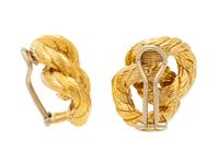 ITALIAN, YELLOW GOLD KNOT EARRINGS
