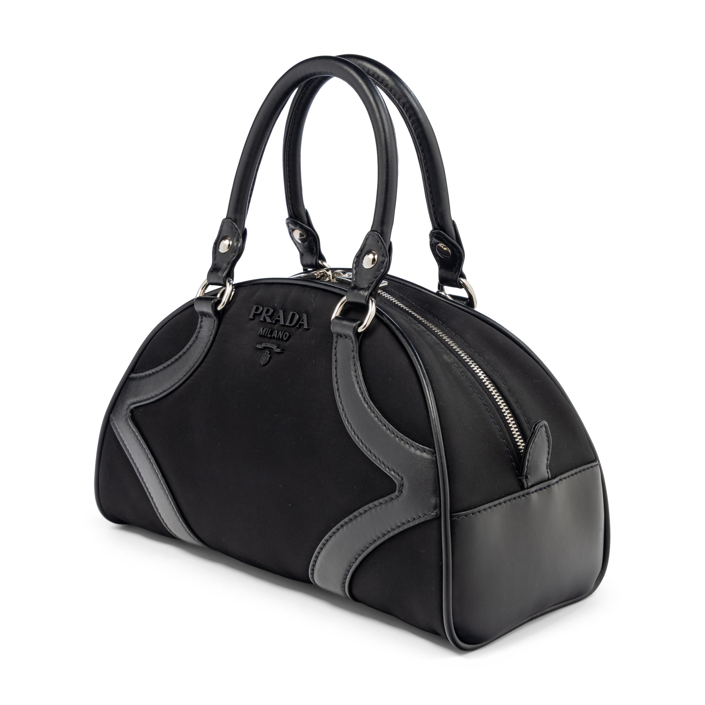 PRADA, SMALL NYLON BOWLING BAG