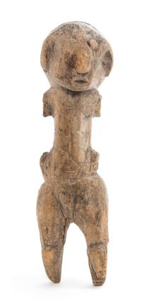 An African Carved Wood Figure of a Male. Height 9 1/4 x width 2 3/4 inches.