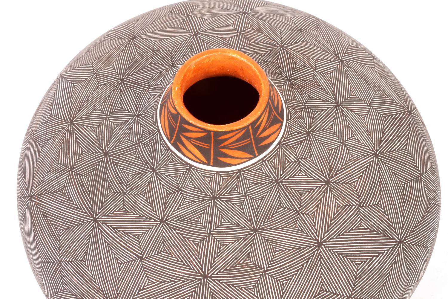 Fine Line Pottery Jar
