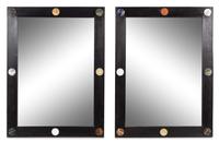 A Pair of Italian Neoclassical Marble Inlaid Ebonized Mirrors Height 48 x width 32 inches. — EARLY 20TH CENTURY