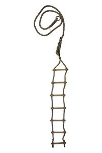 A Wood and Rope Climbing Ladder 9.5" W x 1" D x 170" H — Czech Republic, 20th Century