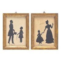 Auguste Amant Constant Fidèle Edouart (1789-1861) — Pair of Profile Silhouette Portraits: The Oakley Family , 1839