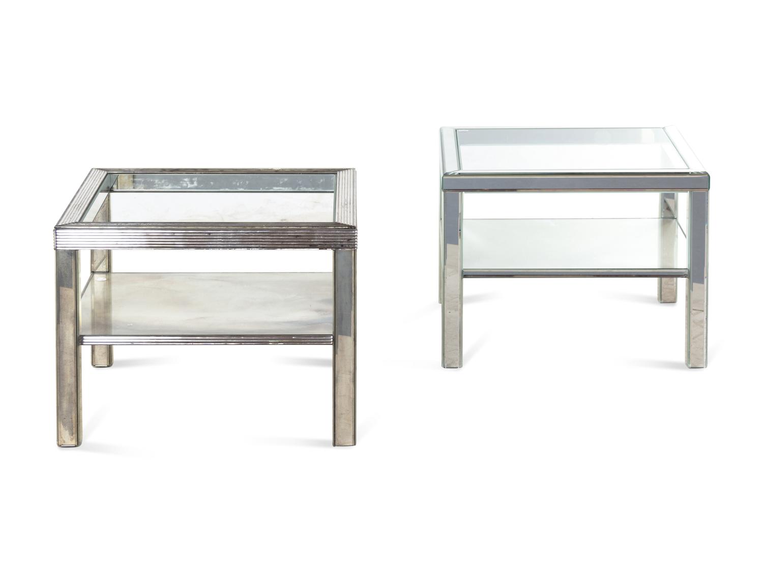 Two Contempoary Mirrored Low Tables