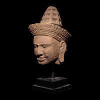 A Khmer Sandstone Head of a Male Divinity, Angkor Wat Style