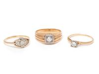 A Collection of Bicolor Gold and Diamond Rings,
