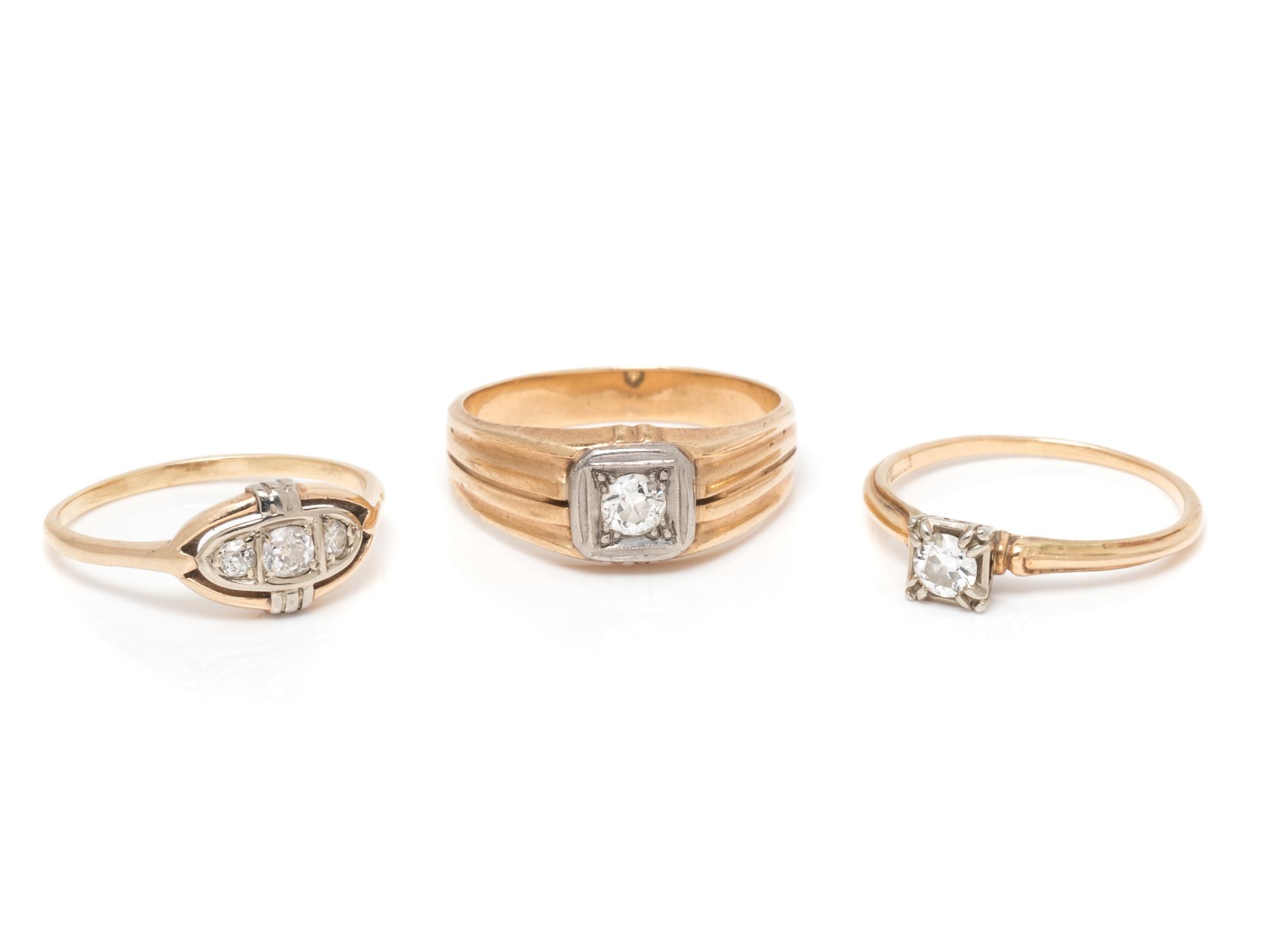 A Collection of Bicolor Gold and Diamond Rings,
