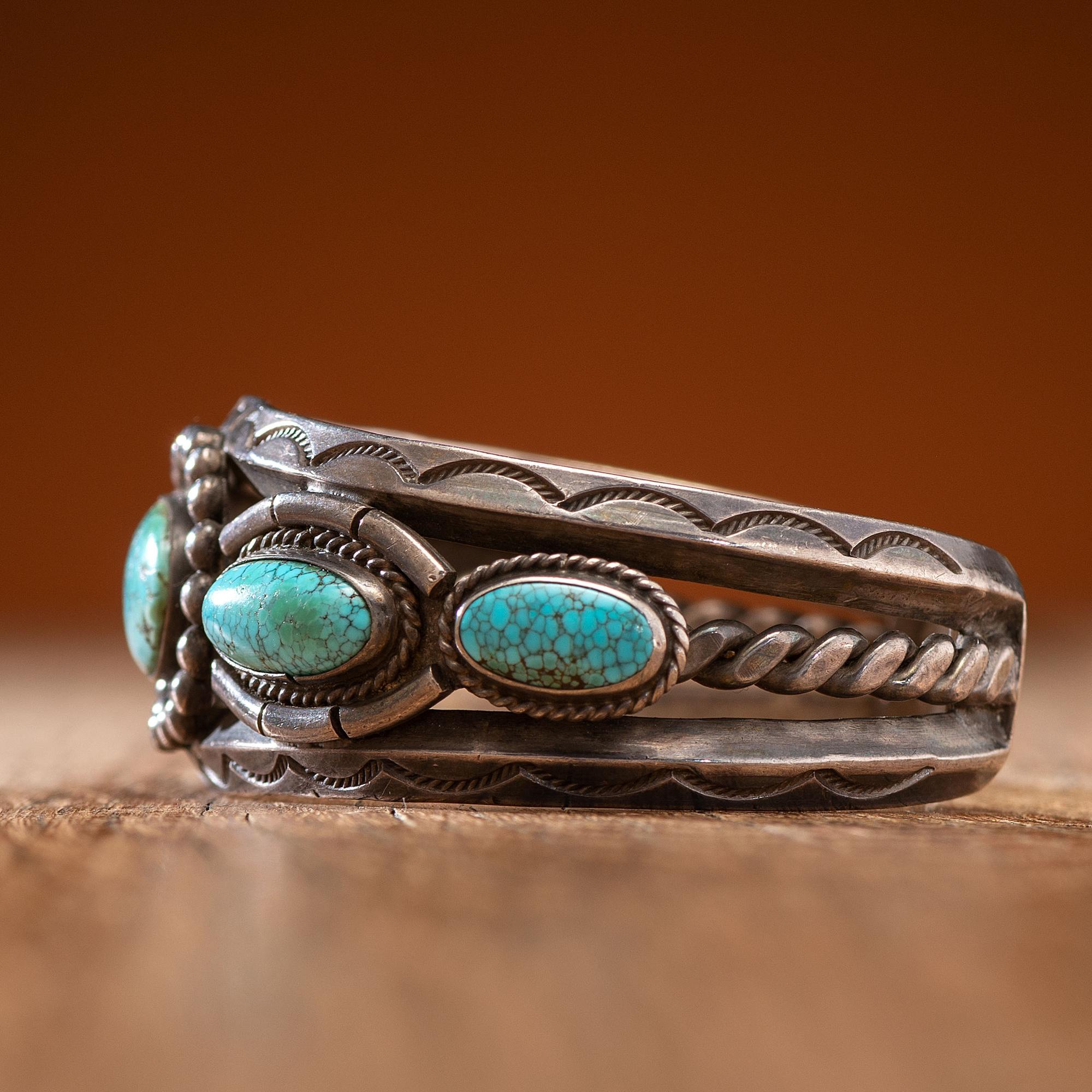 Navajo Silver and Turquoise Cuff Bracelet