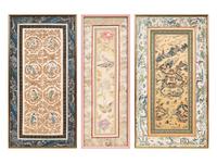 Three Chinese Embroidered Silk Sleeve Bands