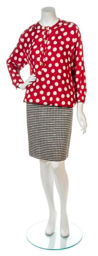 A Chanel Black and White Houndstooth Skirt Ensemble,