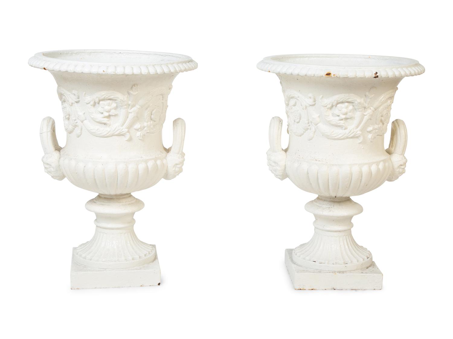 A Pair of Continental Cast Iron Urns — EARLY 20TH CENTURY