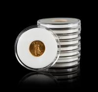 A Collection of 9 United States Eagle 1/10 oz. Gold Round