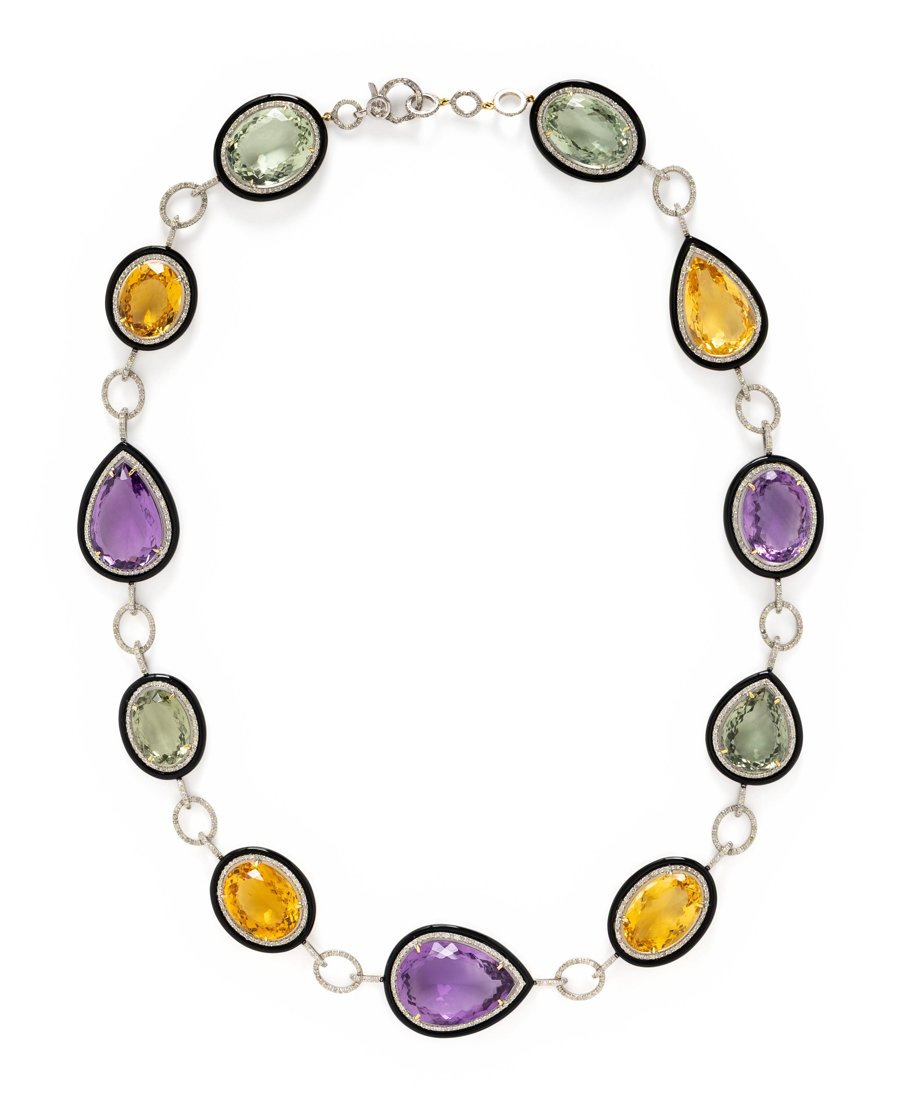 MULTIGEM AND DIAMOND NECKLACE