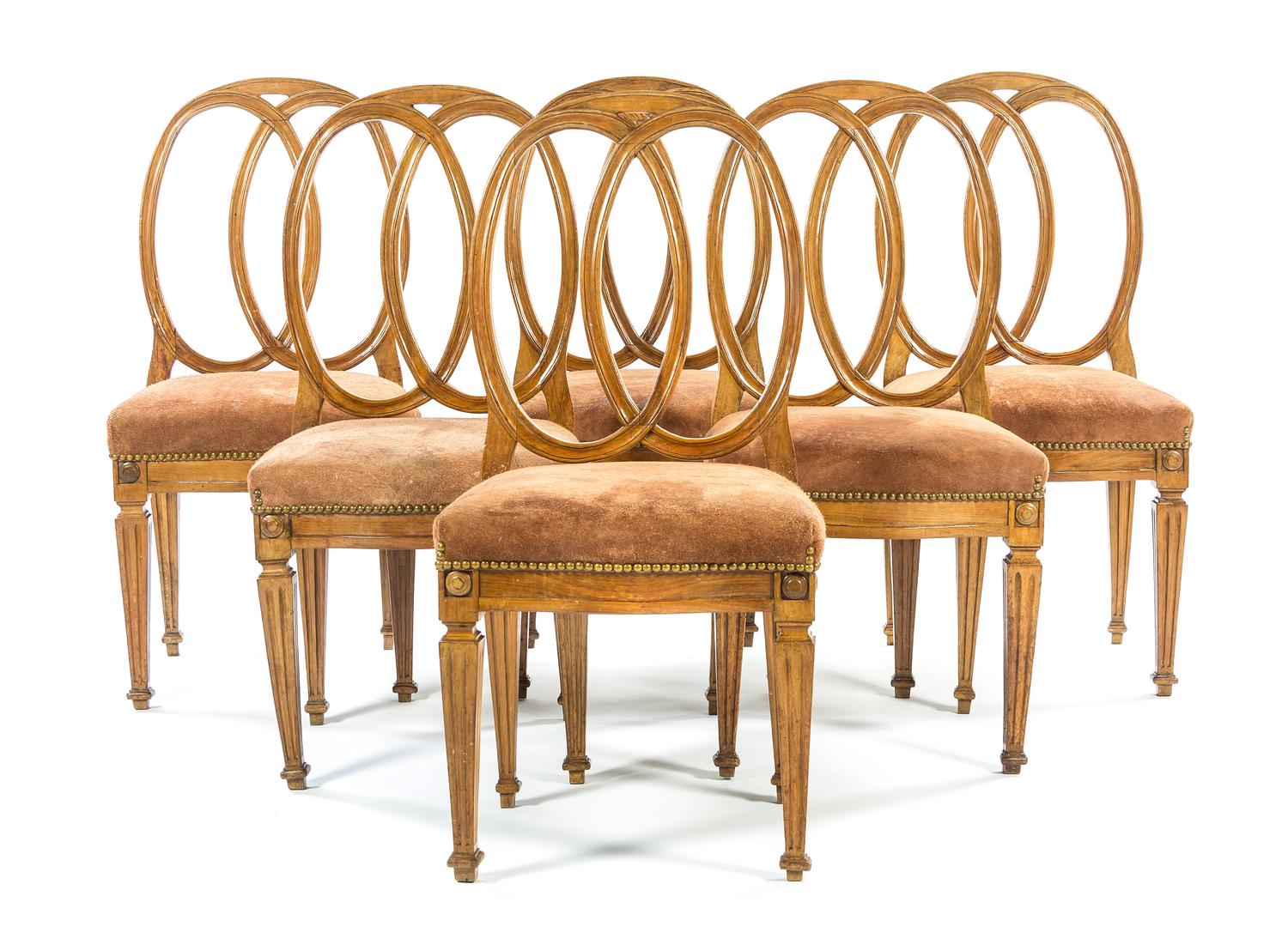 A Set of Six Dutch Pearwood Dining Chairs Height 36 1/2 inches. — 19TH CENTURY