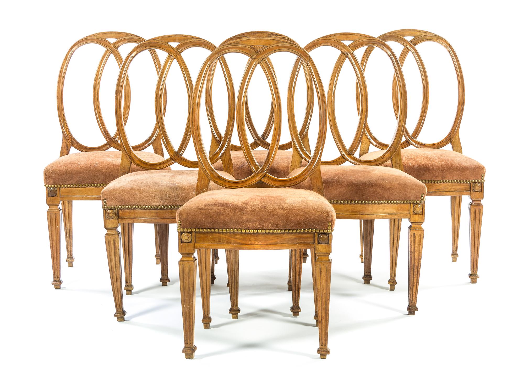 A Set of Six Dutch Pearwood Dining Chairs Height 36 1/2 inches. — 19TH CENTURY