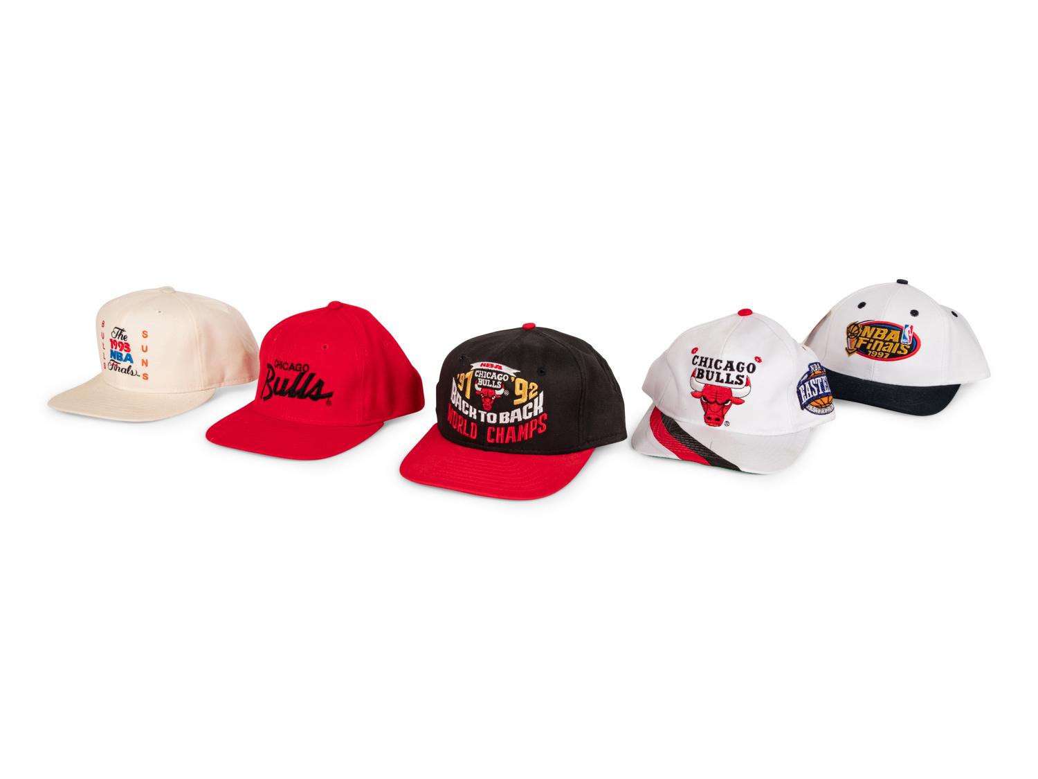 A Group of 10 Vintage Michael Jordan Chicago Bulls Last Dance Era Snapback Hats Caps