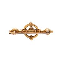 ETRUSCAN REVIVAL, YELLOW GOLD AND DIAMOND BROOCH