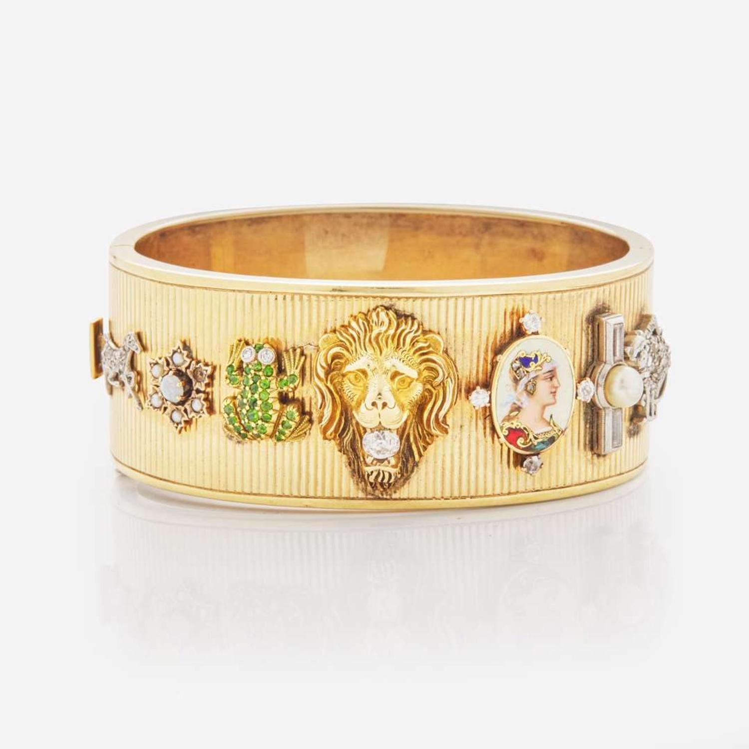 A 14K Yellow Gold and Gemstone Bracelet