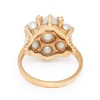 Cultured Pearl, Diamond, and Yellow Gold Ring