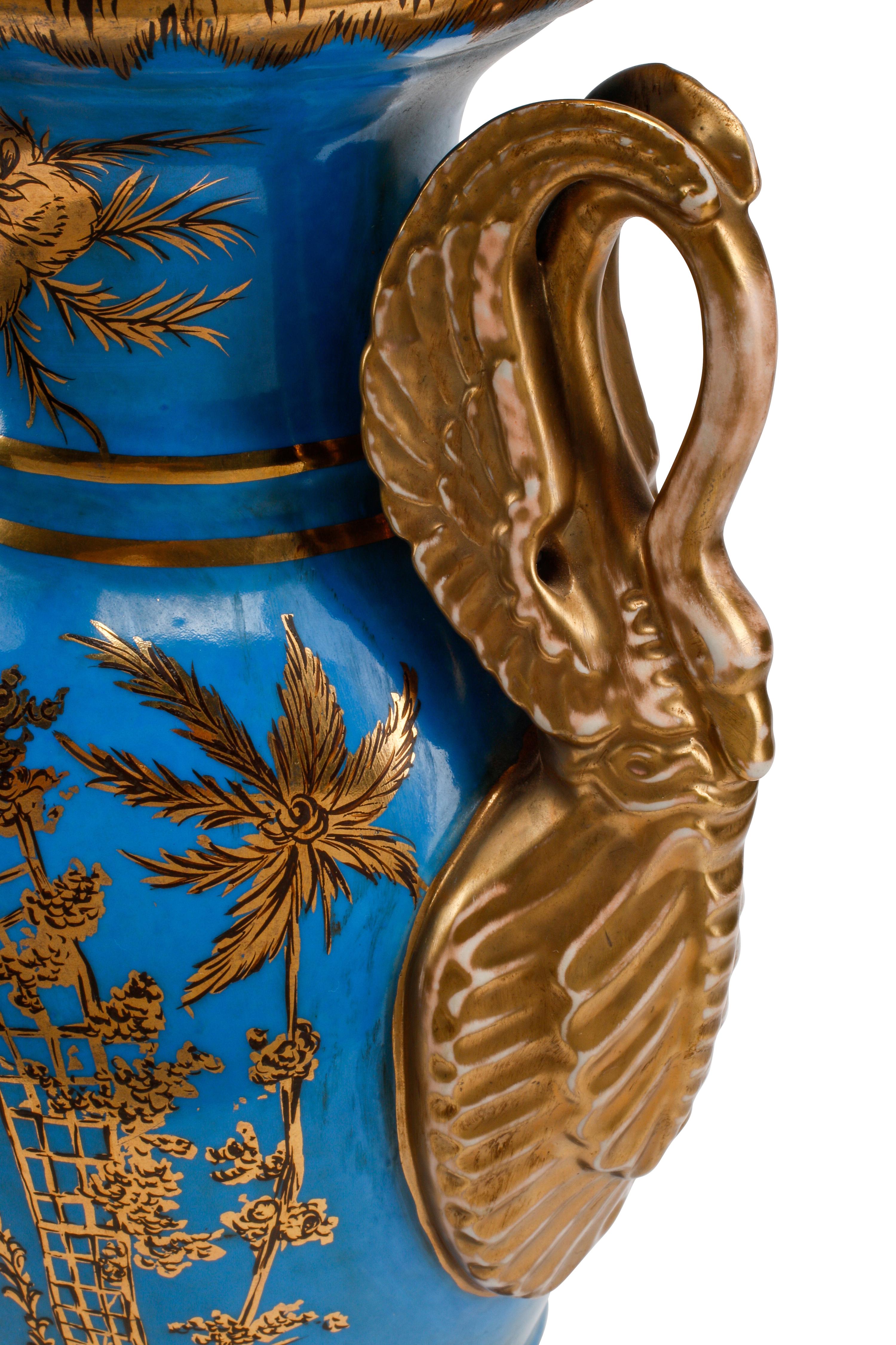 A Pair of Continental Porcelain Chinoiserie Vases