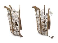 A Pair of Gilt Bronze and Glass Single-Light Sconces
