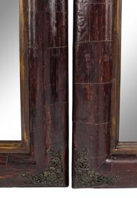 A Pair of Continental Metal Mounted Bark-Veneered Mirrors