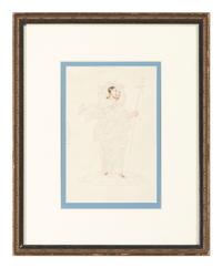 Six Figural Pinprick and Watercolor Pictures