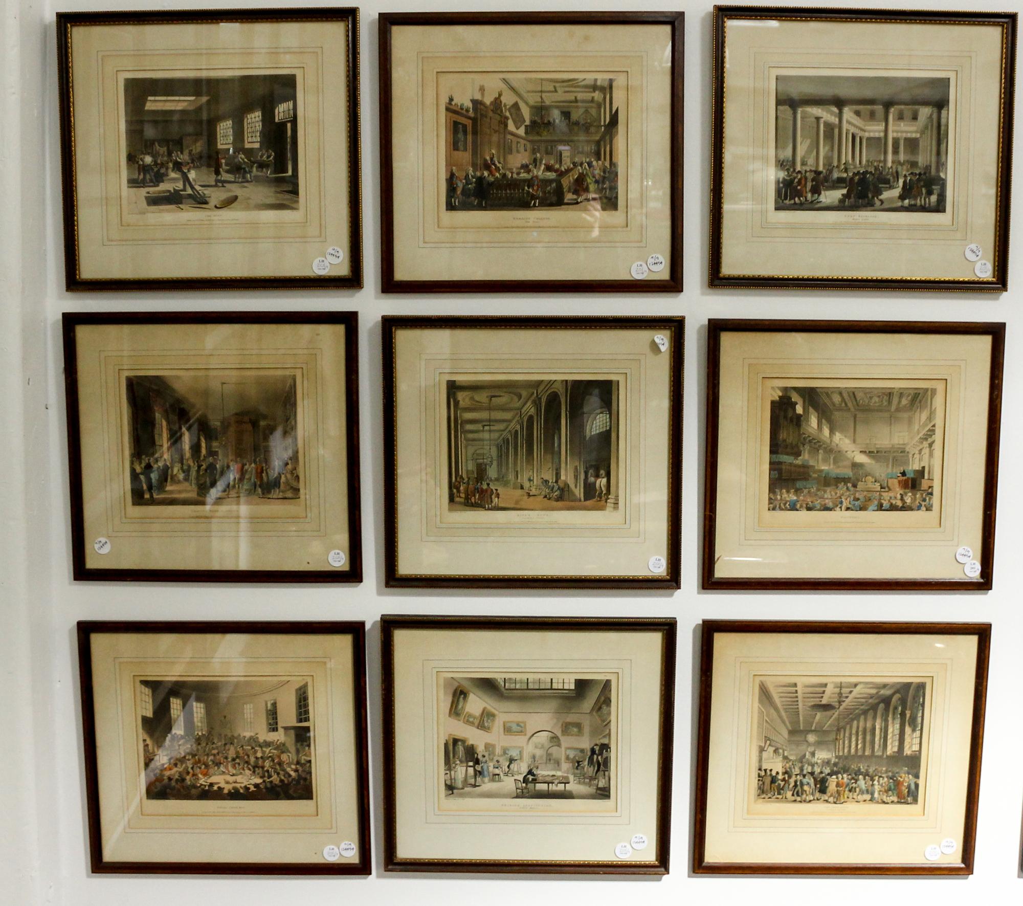 A Set of Nine English Hand-Colored Engravings 9 x 10 3/4 inches. — 19TH CENTURY