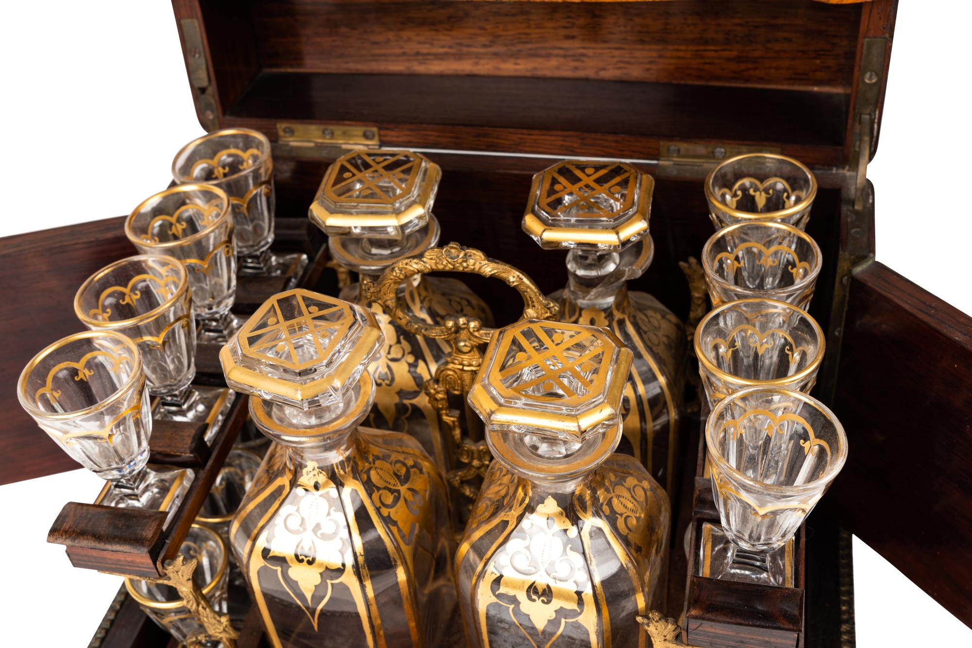 A Napoleon III Fruitwood and Mother-of-Pearl Inlaid Cave à Liqueur