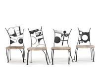 A Set of Four Post-Modern Painted Wrought Iron Chairs