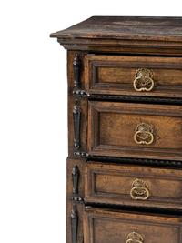 A William and Mary Part-Ebonized Oak Chest of Drawers