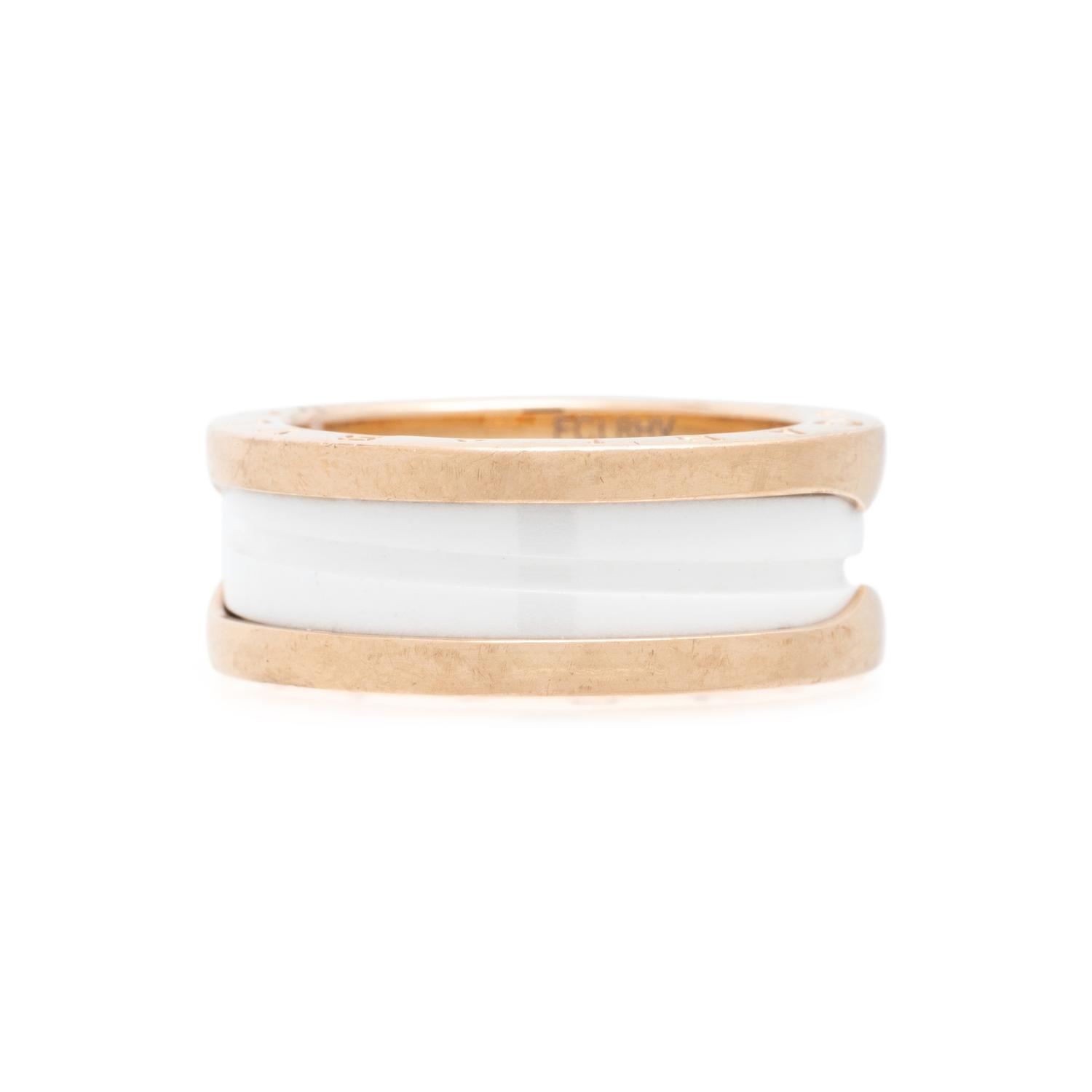 BVLGARI, ROSE GOLD AND WHITE CERAMIC 'B. ZERO 1' RING