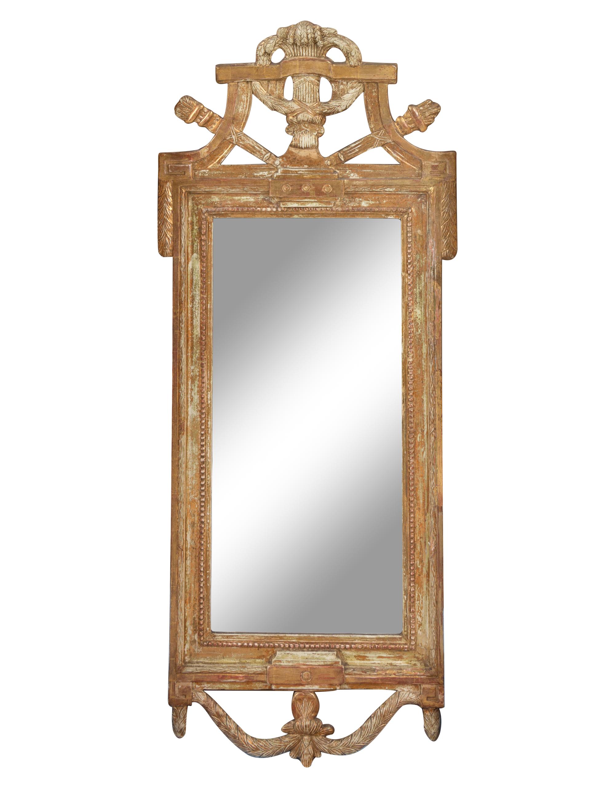 A Swedish Neoclassical Giltwood Mirror