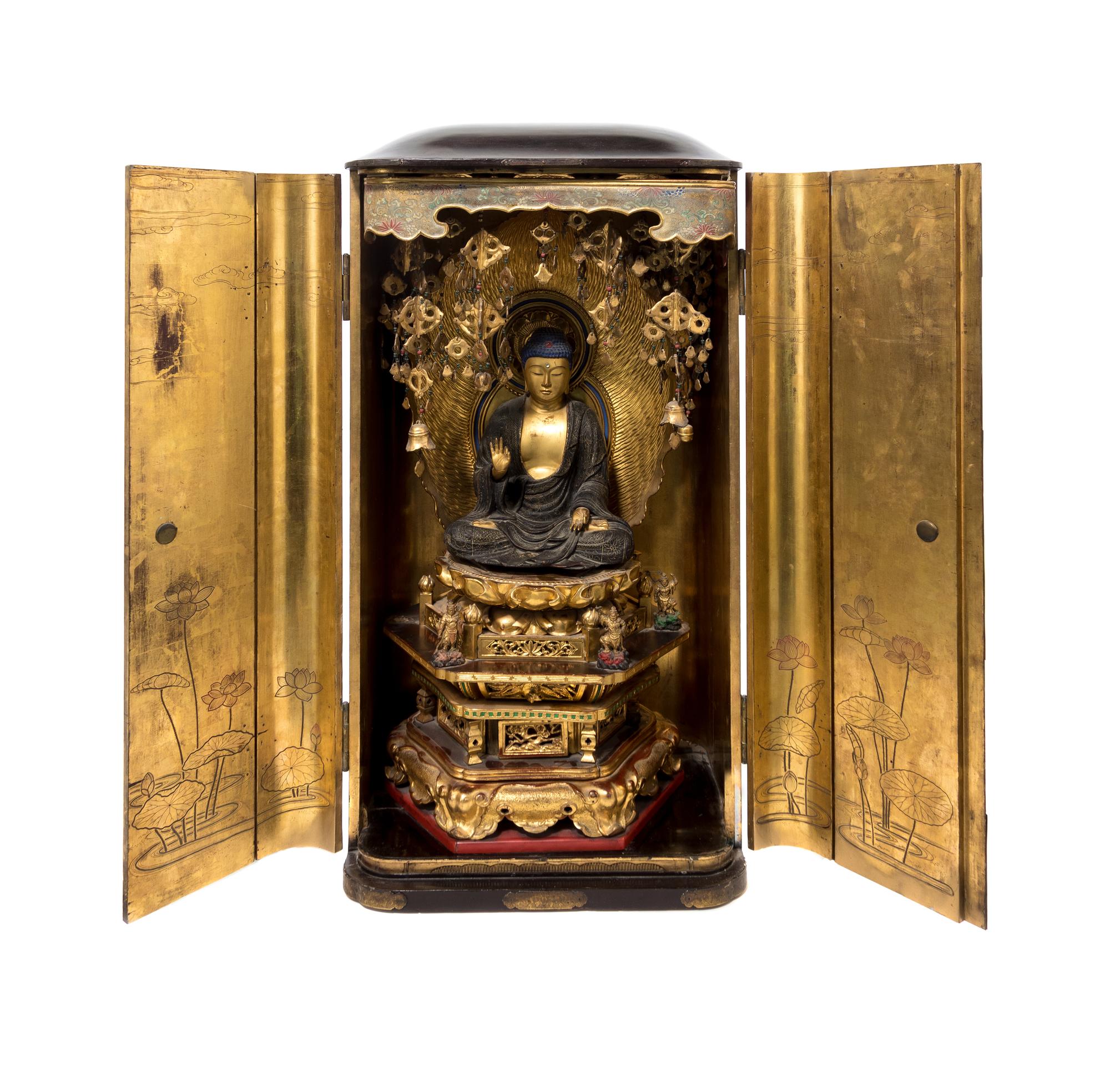 AJapanese Giltwood and Black Lacquer Zushi Shrine