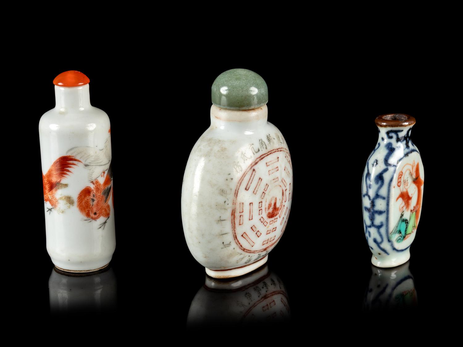 Three Chinese Porcelain Snuff Bottles