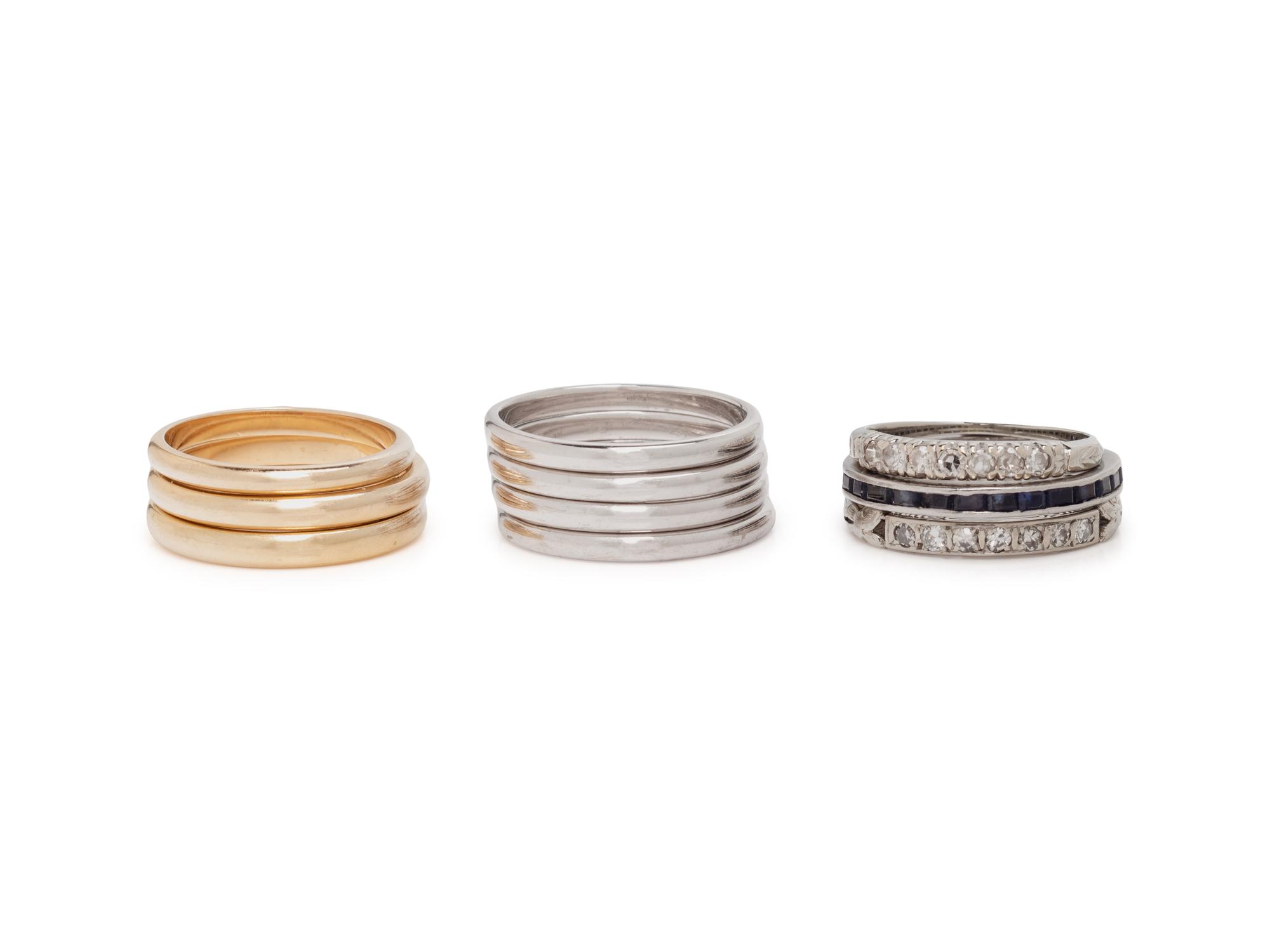 COLLECTION OF GOLD AND GEMSTONE BANDS