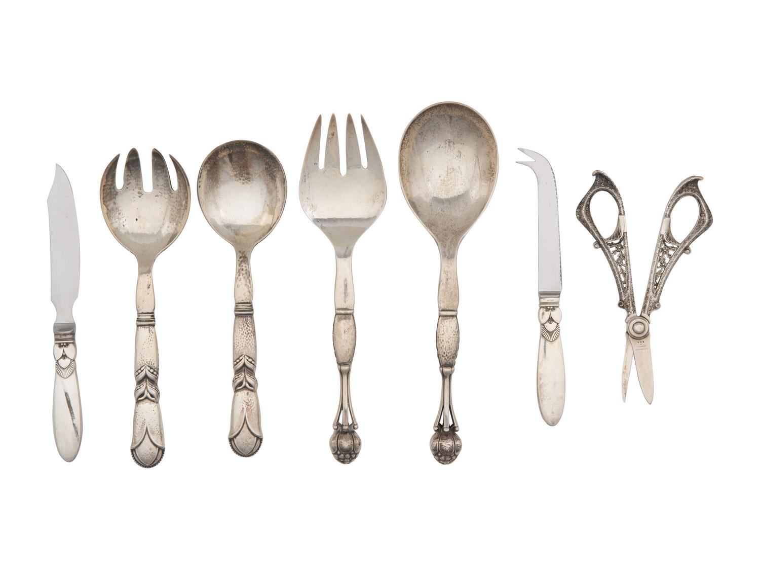 Six Georg Jensen Silver Serving Pieces