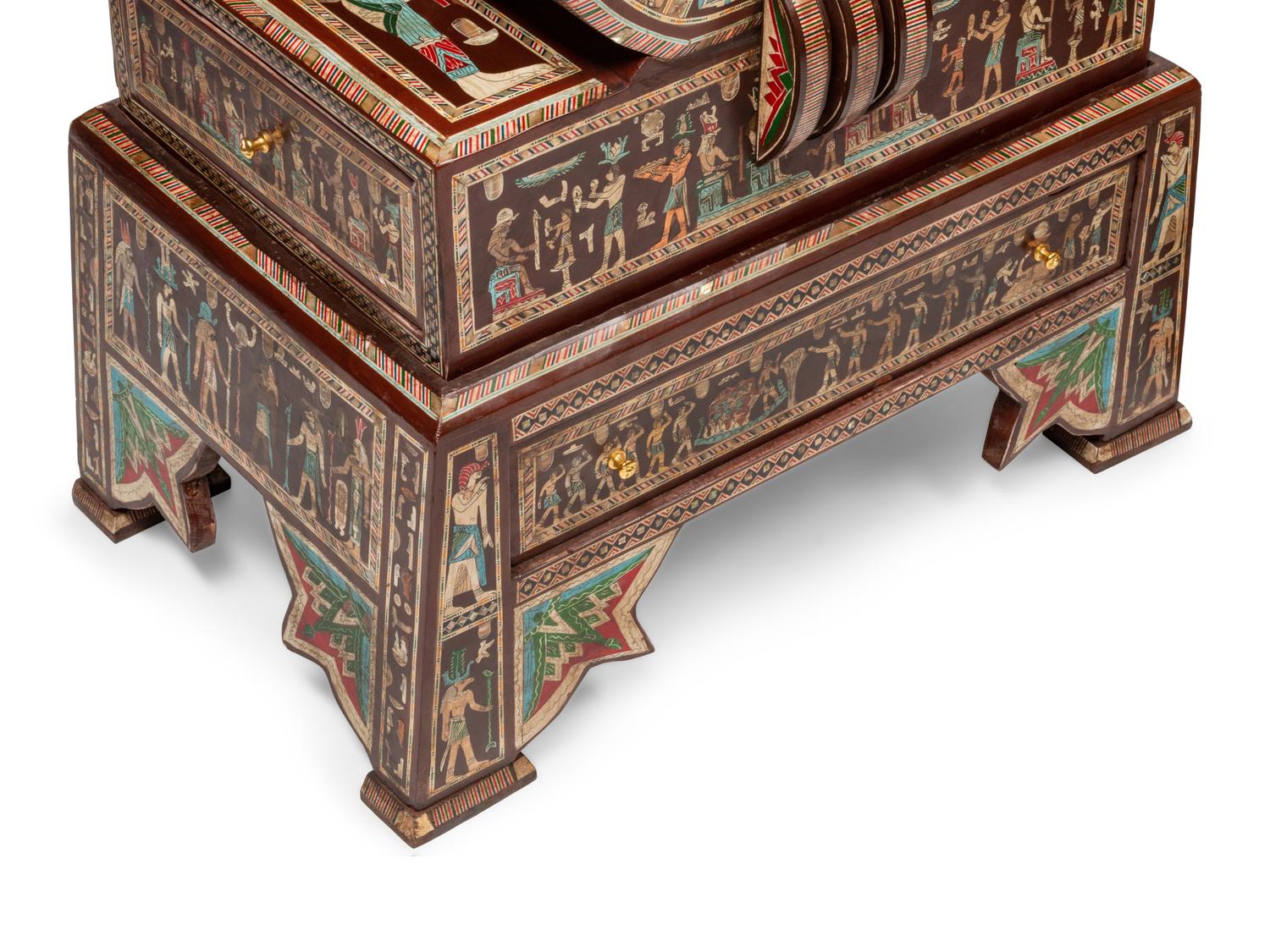 A Pair of Egyptian Style Painted and Inlaid Cabinets