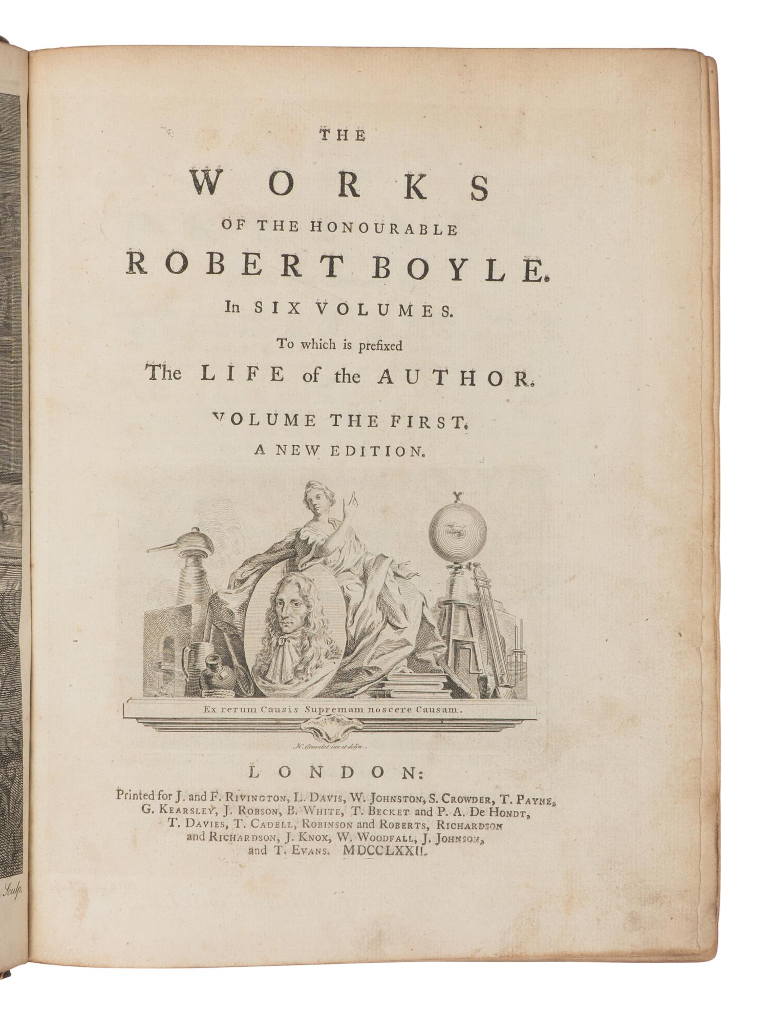 [Science & Technology]. Boyle, Robert (1621-1691). The Works of the Honourable Robert Boyle... London: Printed for J. and F. Rivington, et al., 1772.