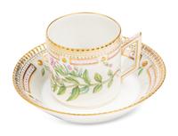 A Set of Eight Royal Copenhagen Flora Danica Porcelain Coffee Cups and Saucers