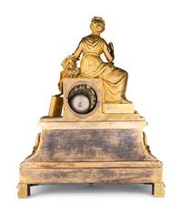 A Napoleon III Gilt Bronze Figural Mantel Clock