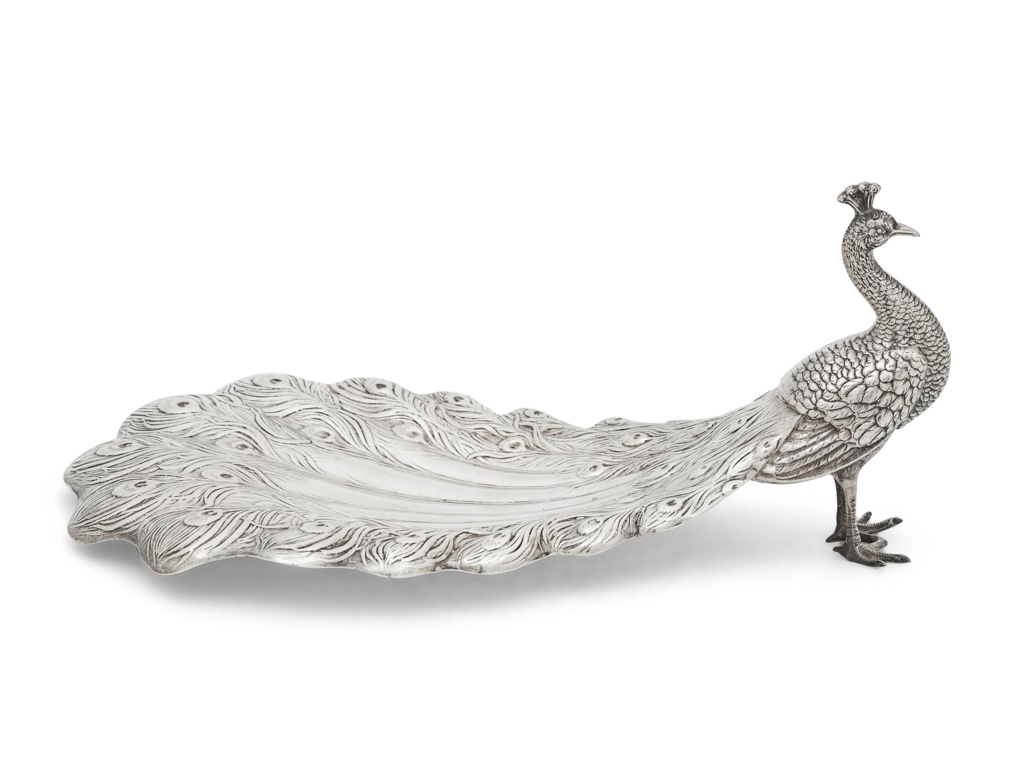 An American Silver Peacock-Form Dish