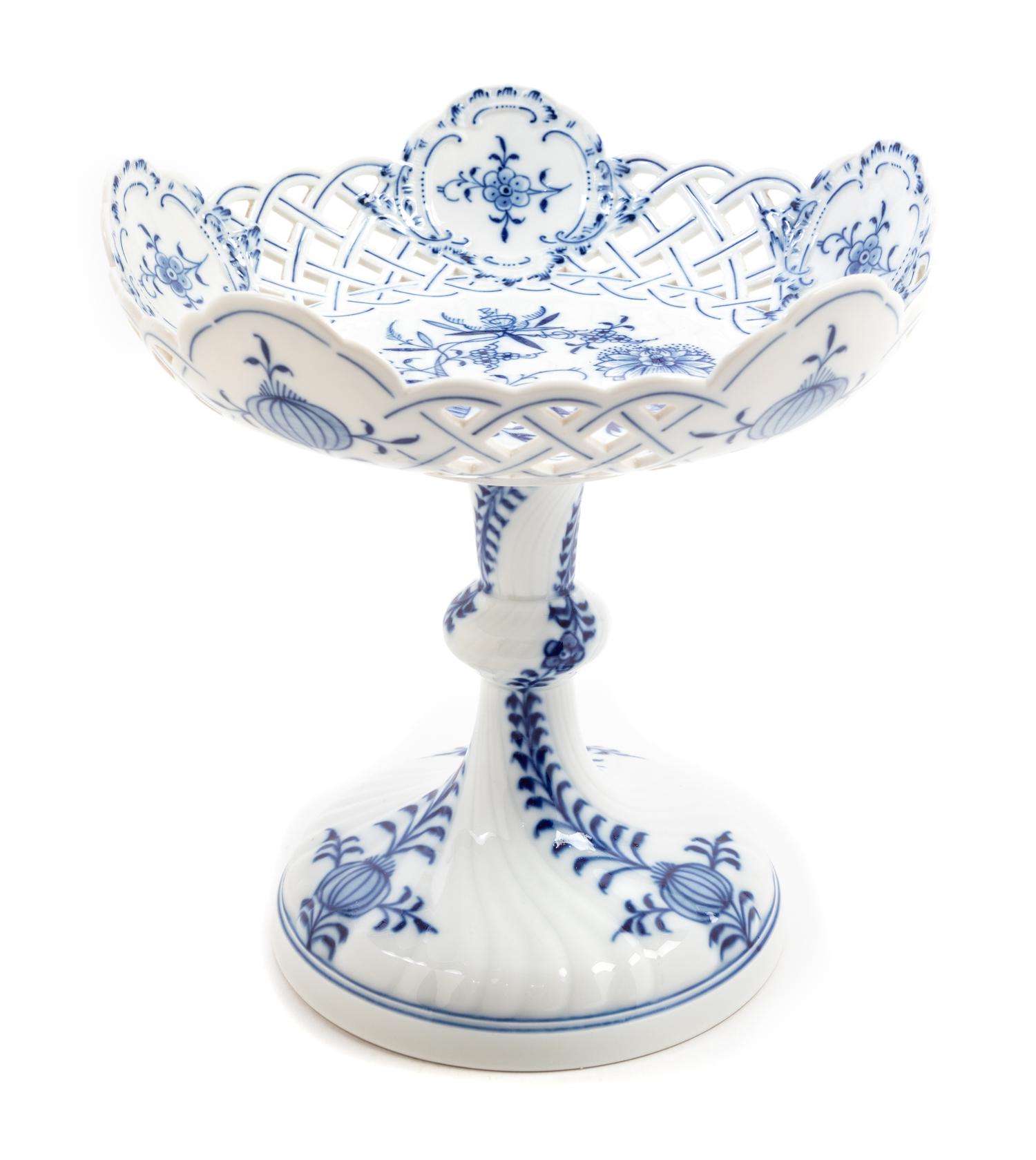A Pair of Meissen Blue Onion Porcelain Baskets